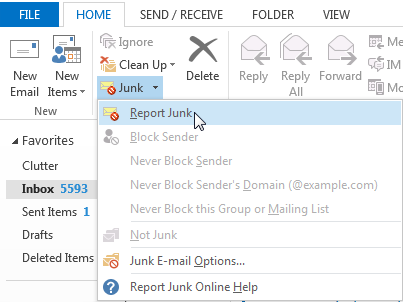 Office 365 Report Junk-Outlook 